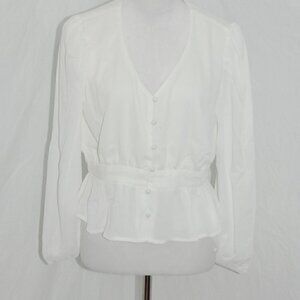 NWT  Magnolia Boutique Woman Medium NWT White Blouse 20” Crop Top White Party